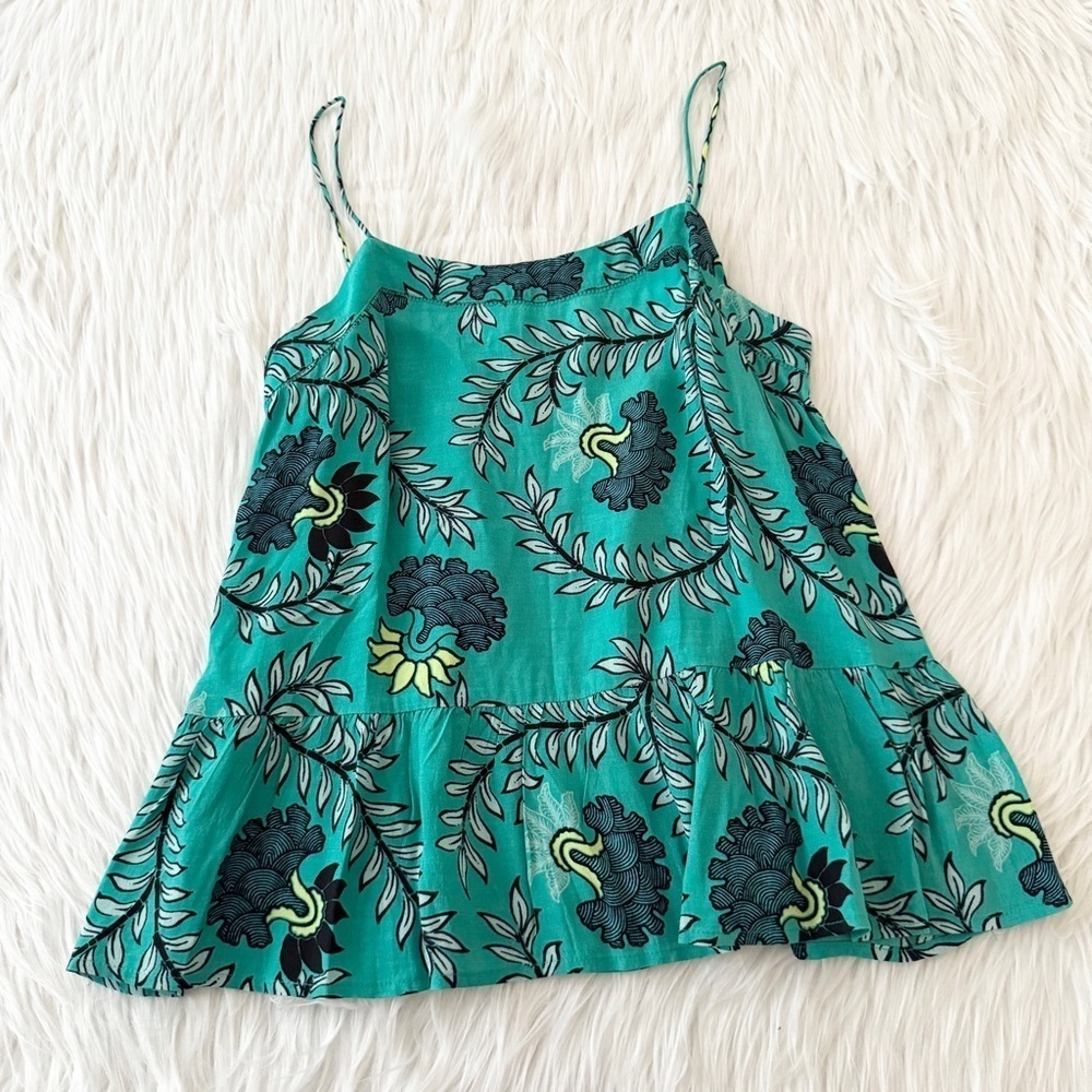 Loft Blue Green Floral Peplum Top